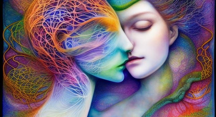 Surreal Brain Network in Watercolor Style