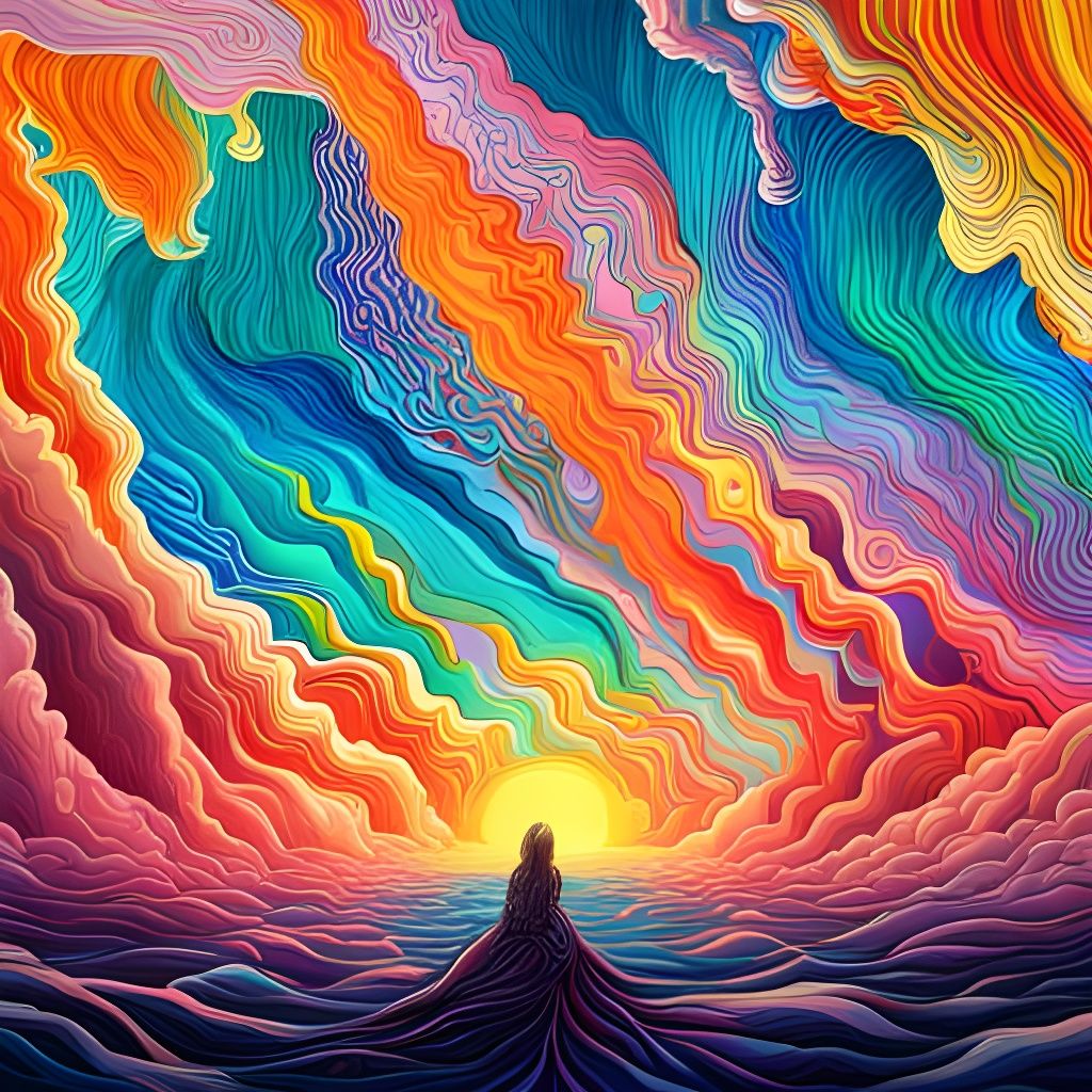 Colorful Rainbow Landscape in Elegant Gouache Style