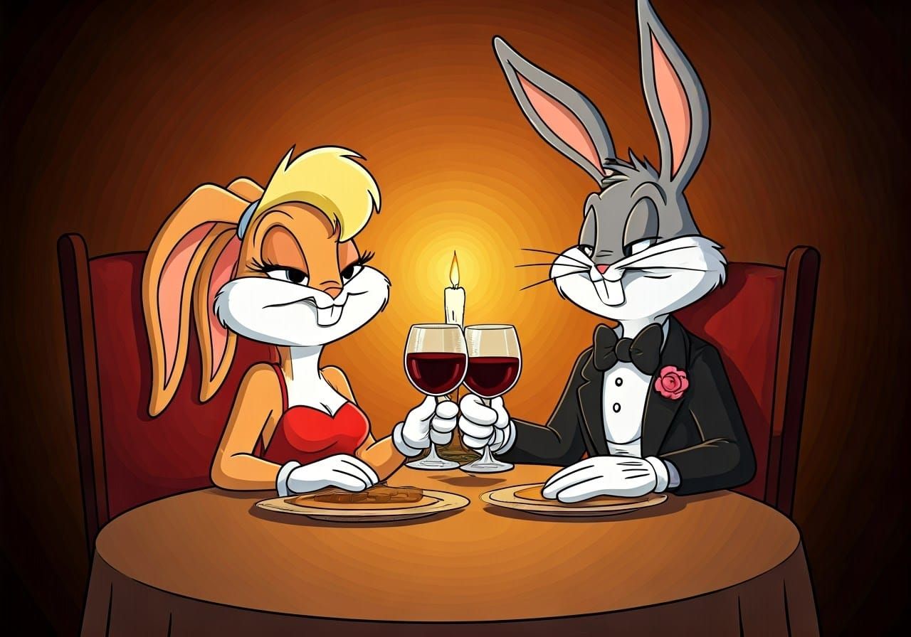 Lola and Bugs' Romantic Italian Dinner in Vintage Style