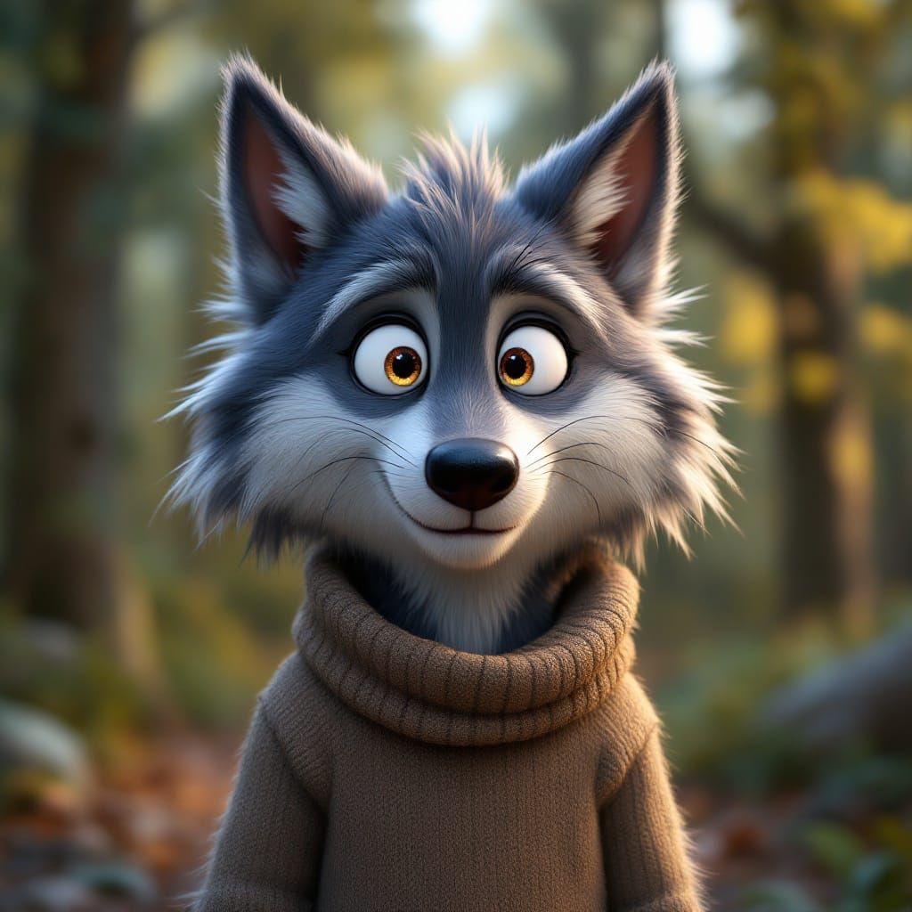 Friendly Werewolf in Cozy Forest Landscape
