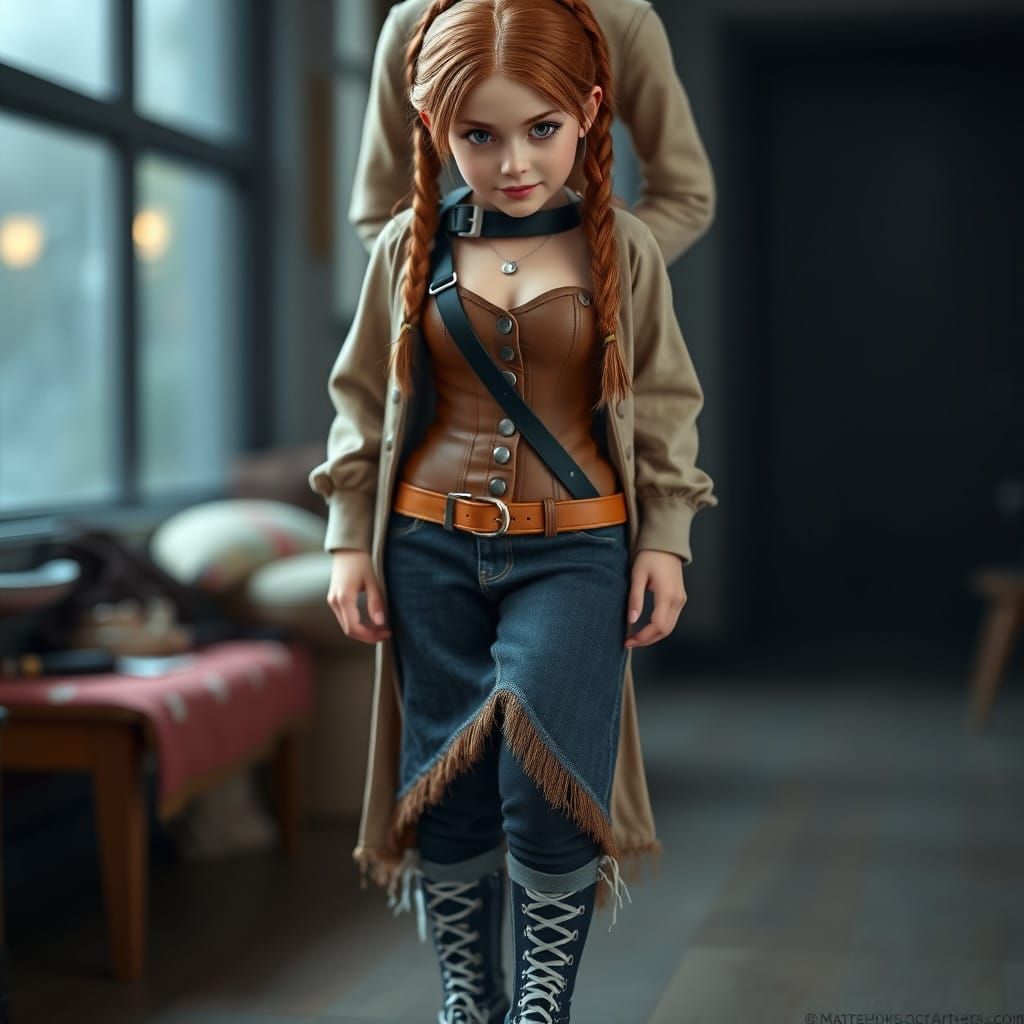 Pippi Longstocking in Steampunk-Inspired Leather Corset and....