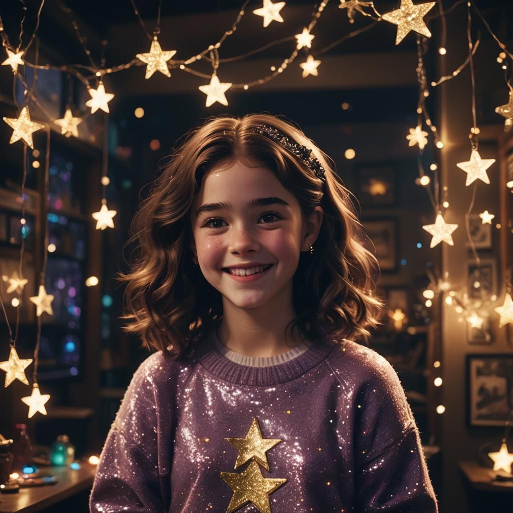 Mabel Pines Smiles in a Cinematic Film Still