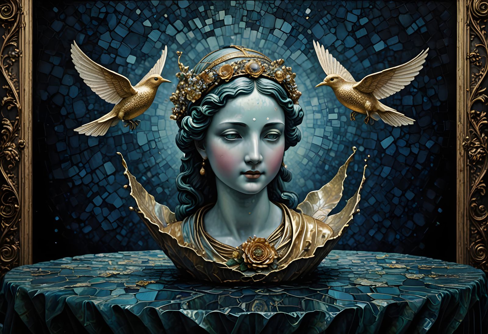 Venus Reimagined as Oil Painting in Encaustic Style