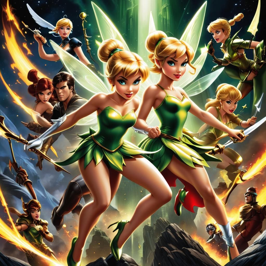 Disney princess Tinkerbell transformed into iconic action he...
