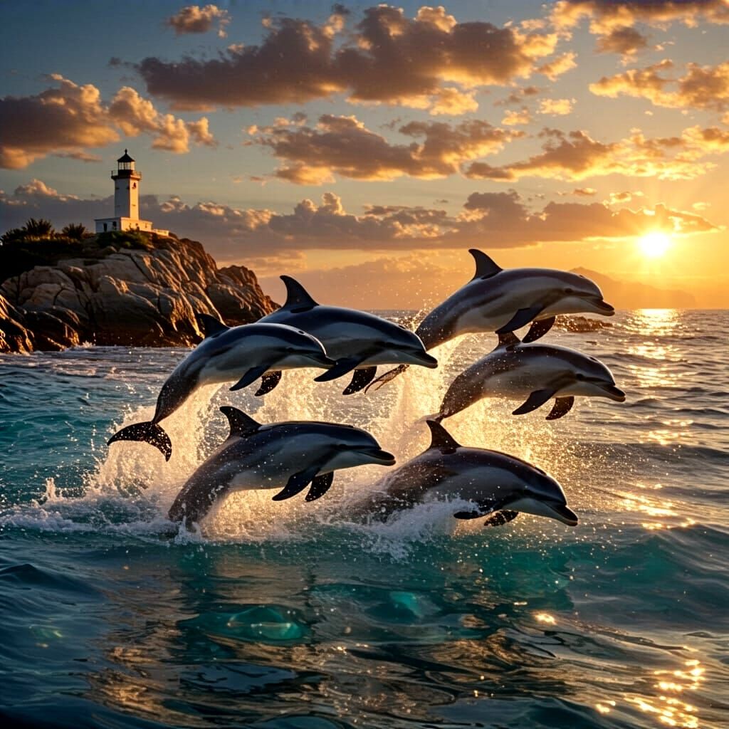 Majestic Dolphin Leaping at Golden Hour