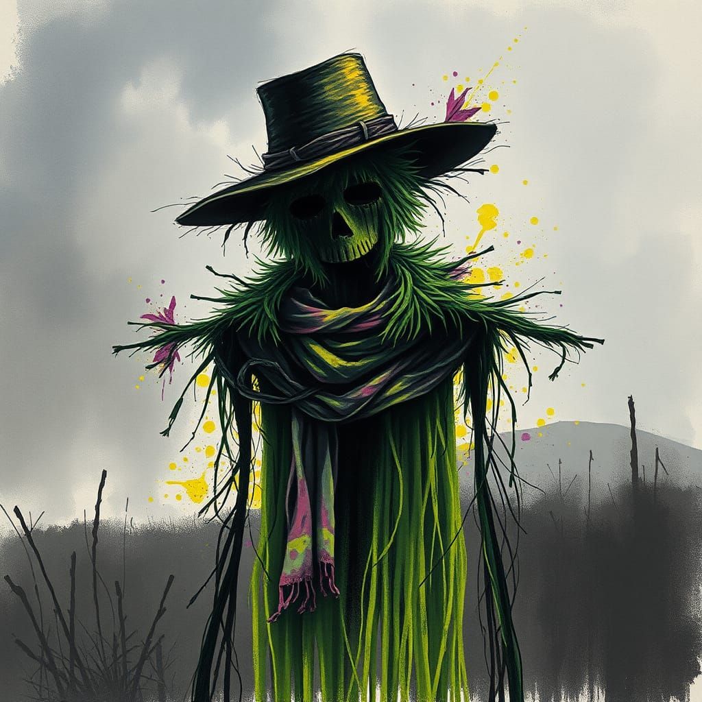 Scarecrow in Abstract Expressionist Urban Cubism Style