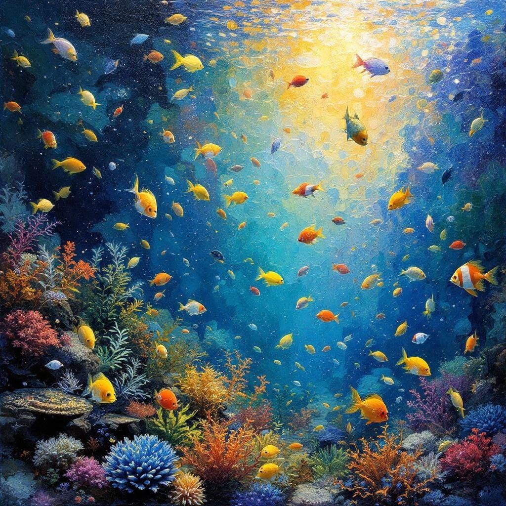 Tropical Fish Aquarium in Encrustique Style