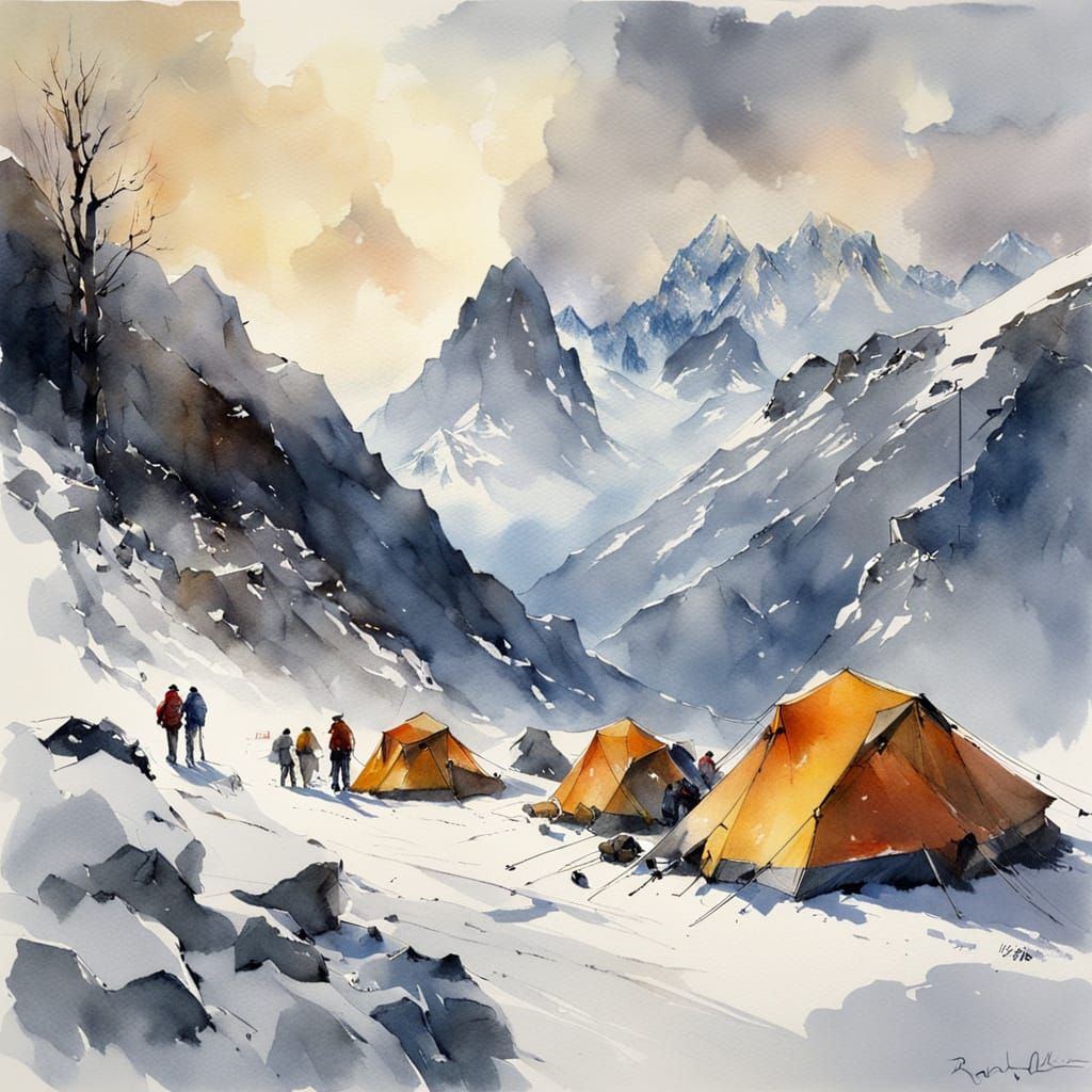 Winter Campsite in the Swiss Alps