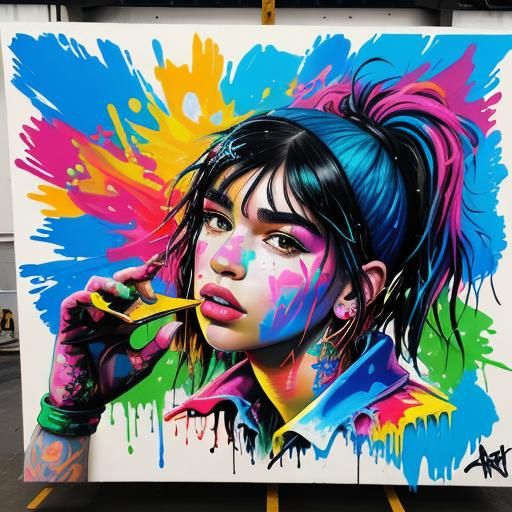Dua Lipa Graffiti Art in Street Style