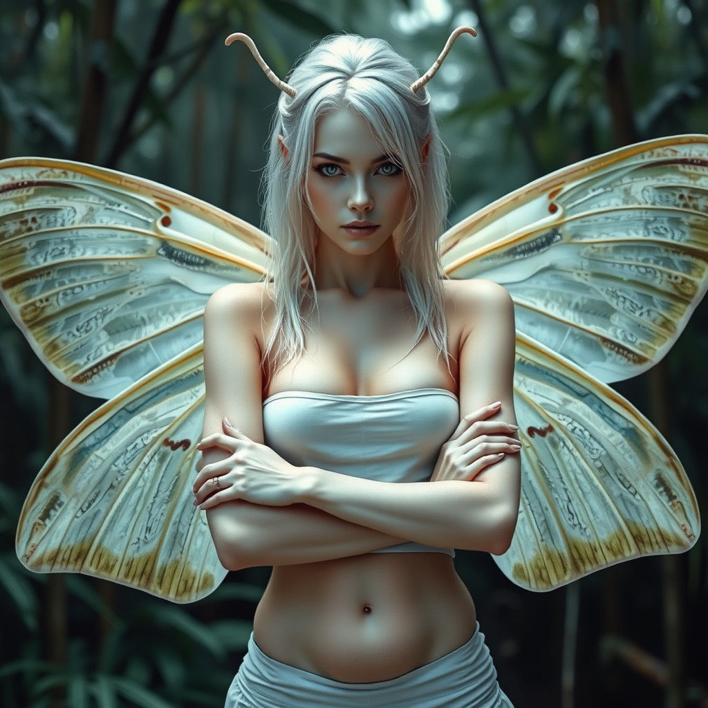 Abstract Albino Faerie in Rainforest Setting