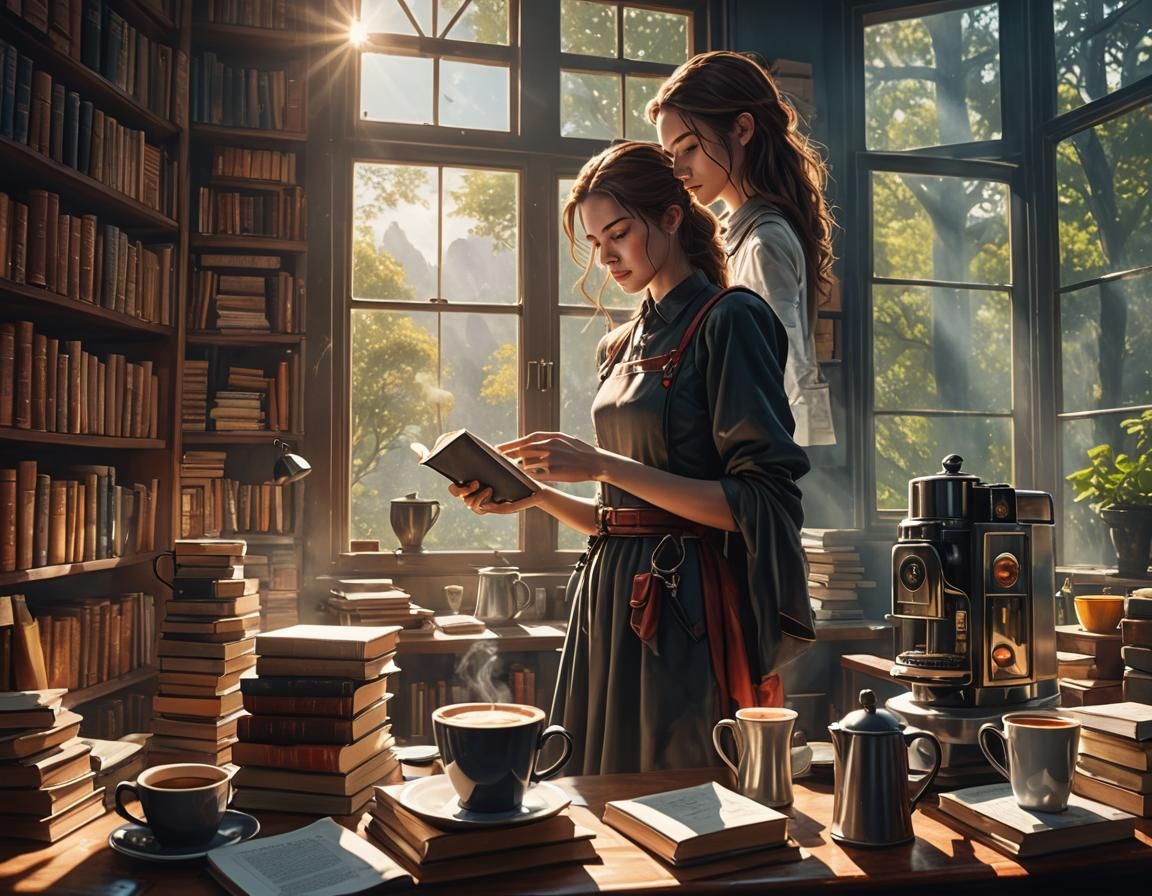 Girls in Sunlit Room: Fantasy Concept Art