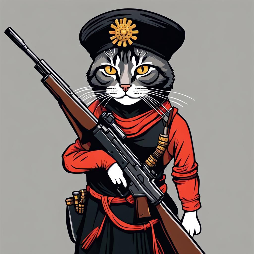 Asian Brigand Cat Illustration in Vector Artwork