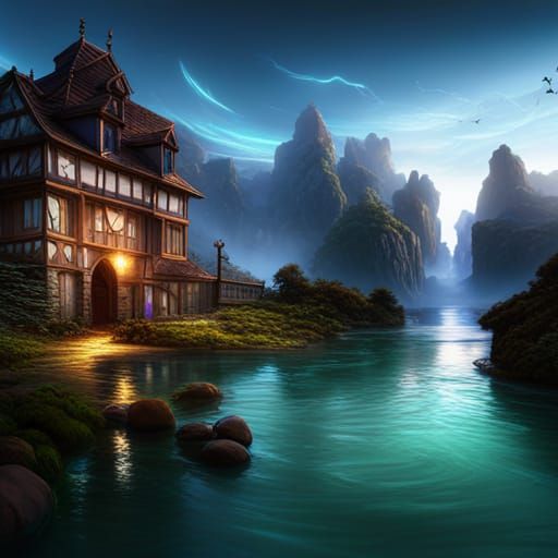 Fantastical Ripples in Deep Color, Matte Painting