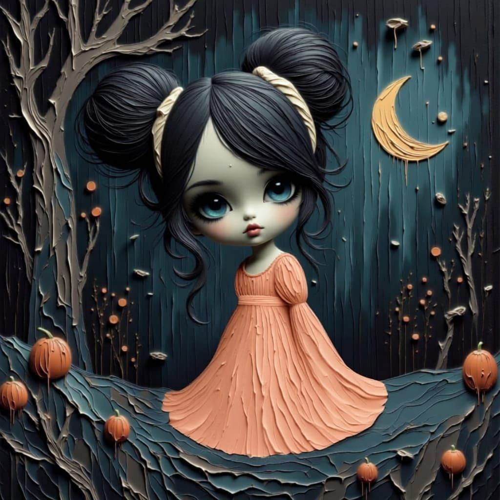 Girl in Nightgown: AI Generated Halloween Art