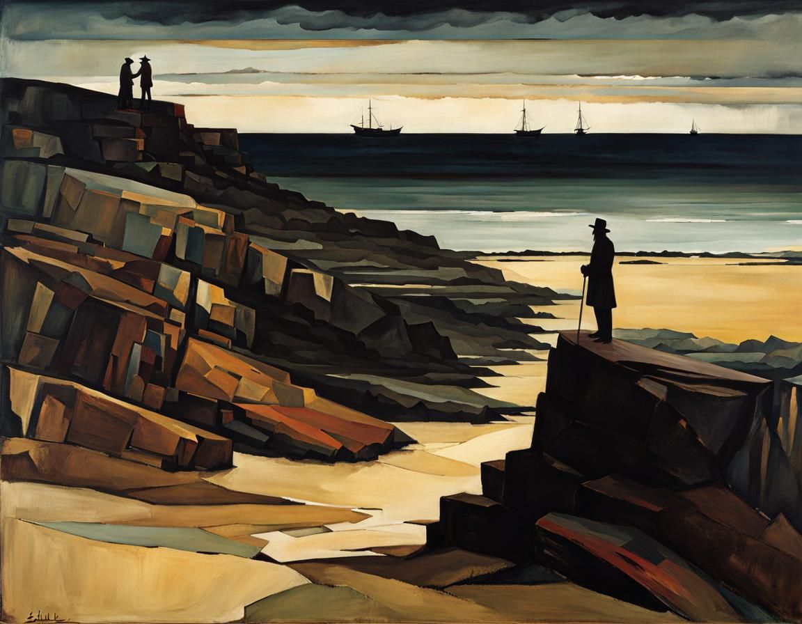 Surreal Landscape of Human Misery in Expressionist Style