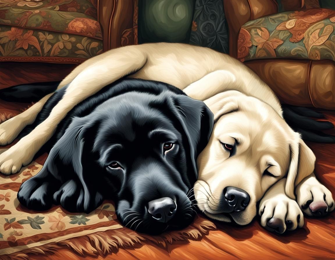 Puppy Cuddles: Labrador Retrievers Sleeping