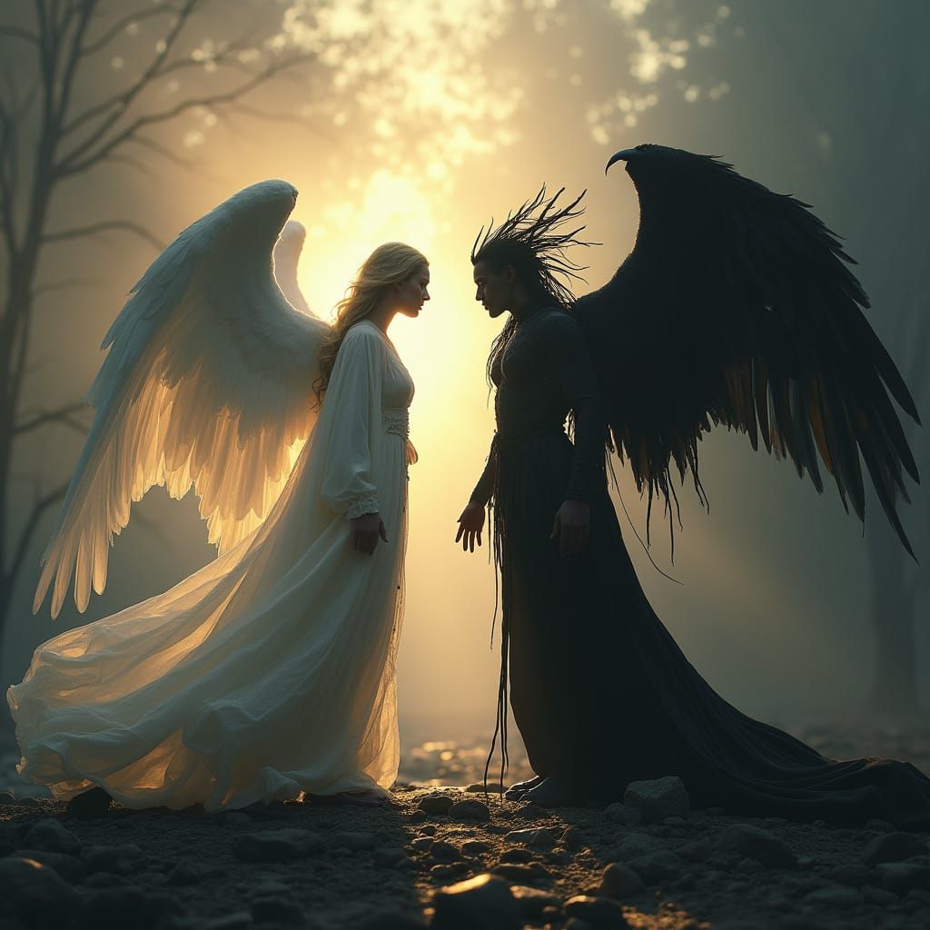 Celestial Angel vs Dark Demon on Shattered Bridge