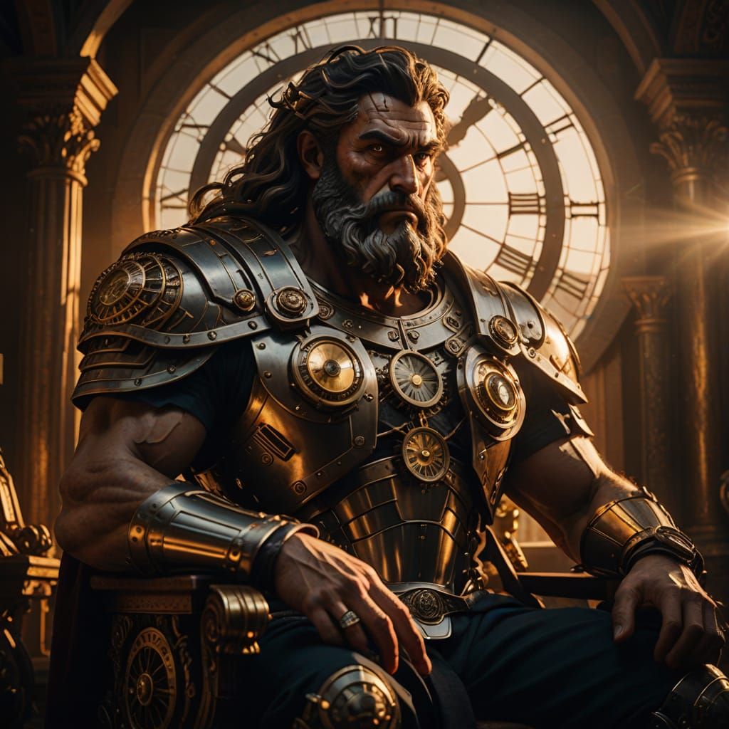 Baroque-Inspired Cronus, Titan of Time, in Cinematic Hyperre...