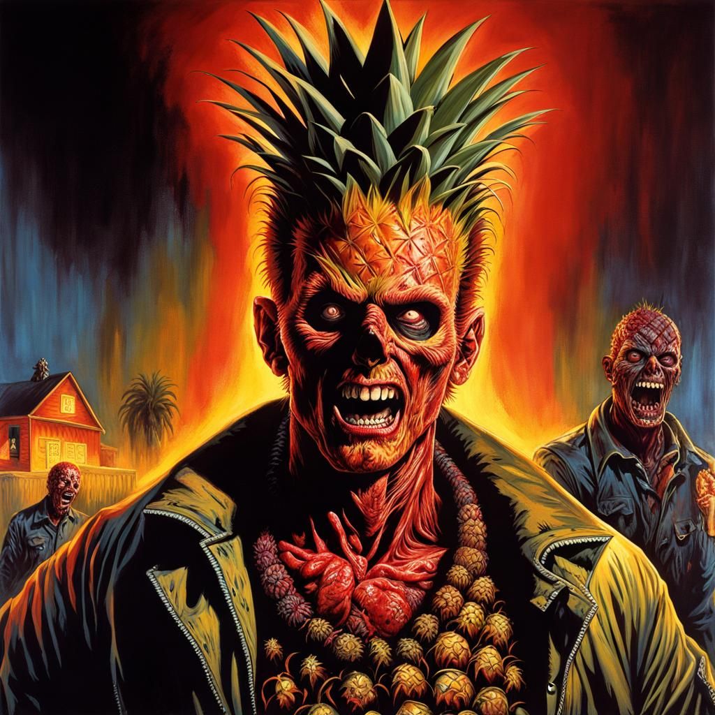 Scary Pineapple Zombie at Halloween Party