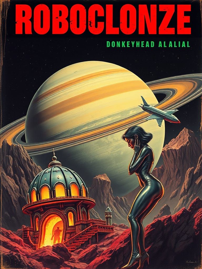 Retro Sci-Fi Book Cover: Roboclonze on Alien Planet