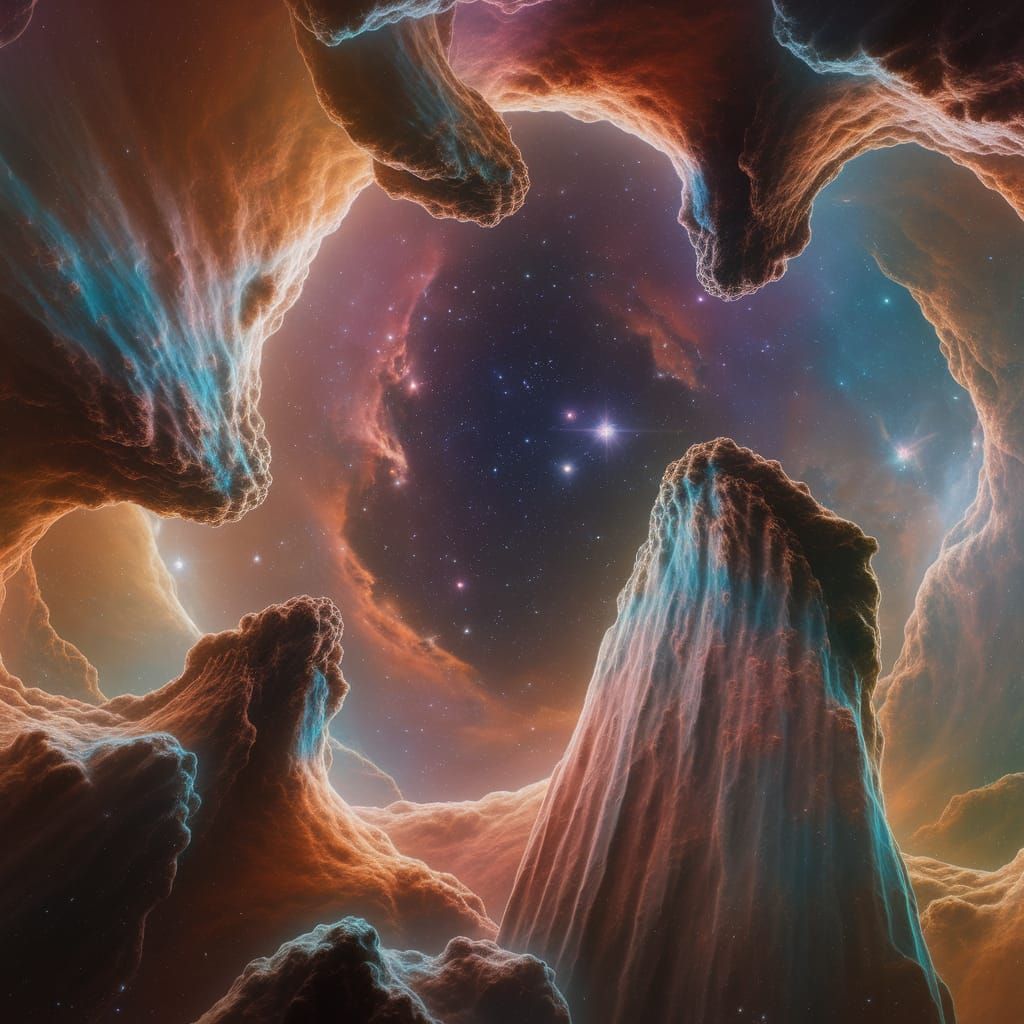 Pillars of Creation in Hyperrealistic NASA Style