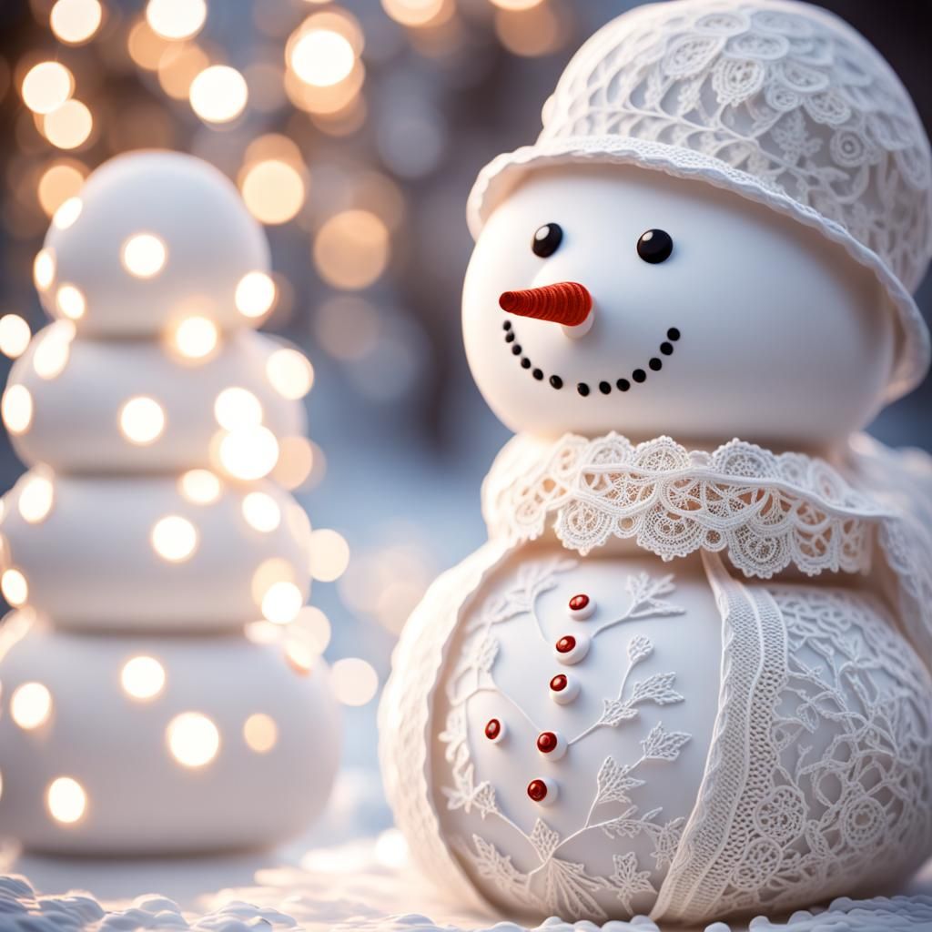 Lace Snowman Sculpture in 8K Resolution