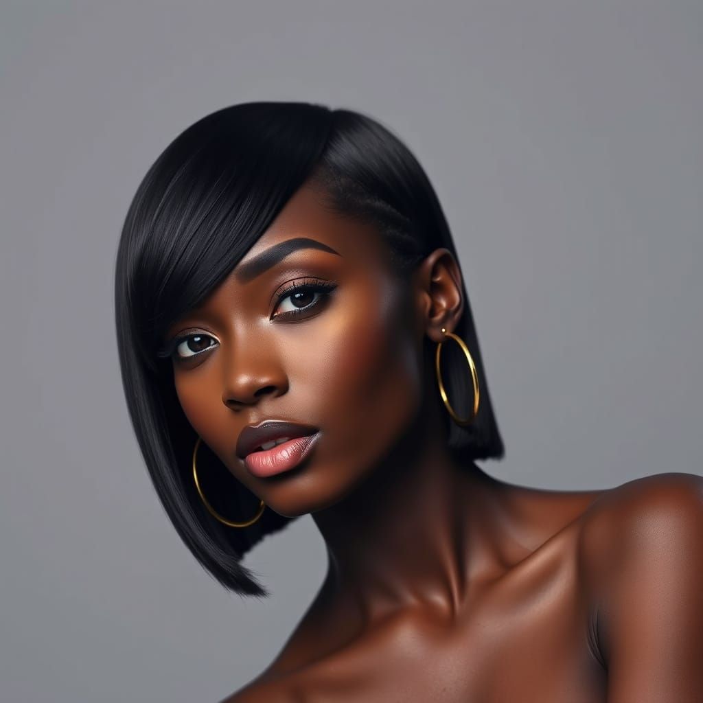 Confident Black Woman in Elegant Editorial Portrait