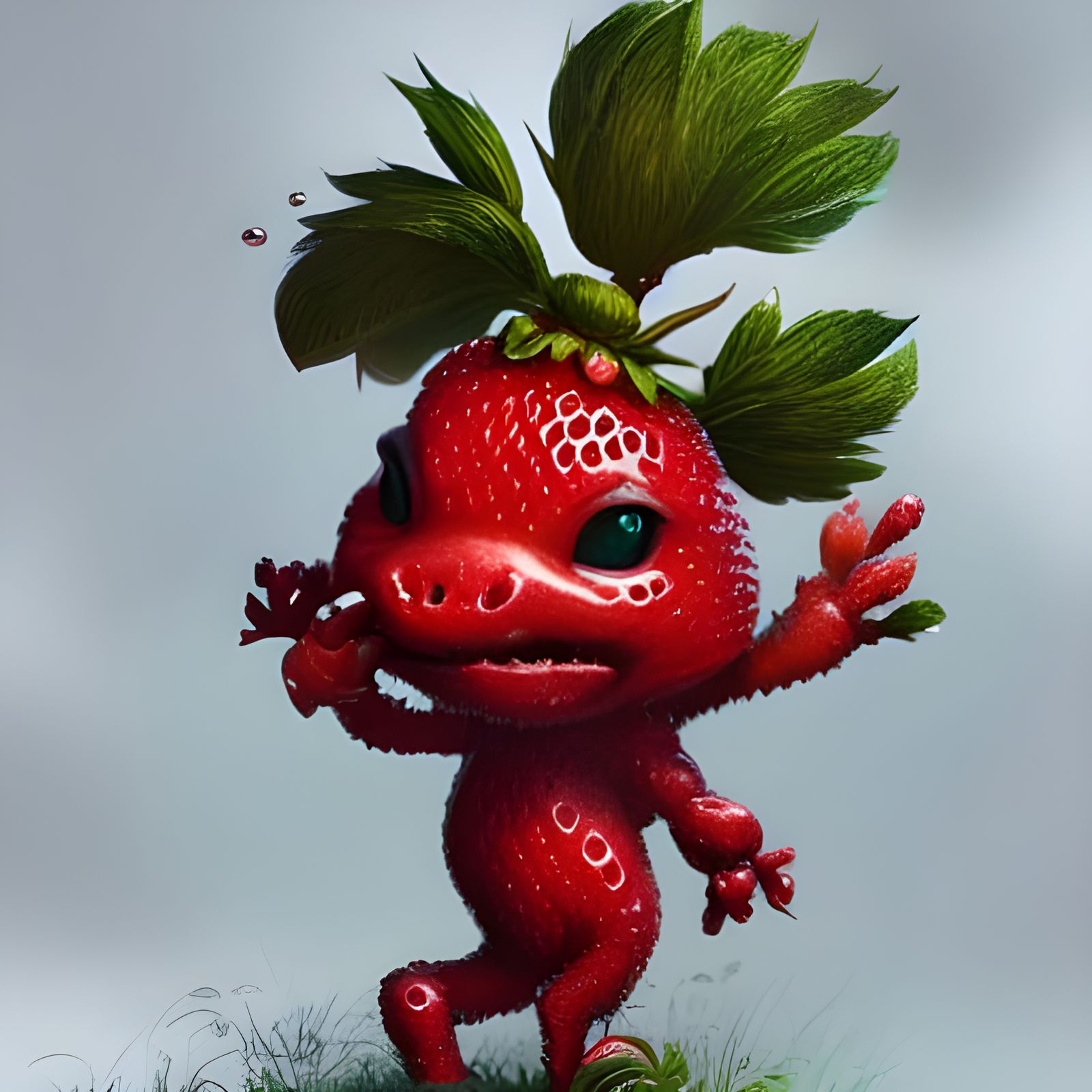 Enchanting Strawberry Creature, Hyperdetailed Magical Concep...