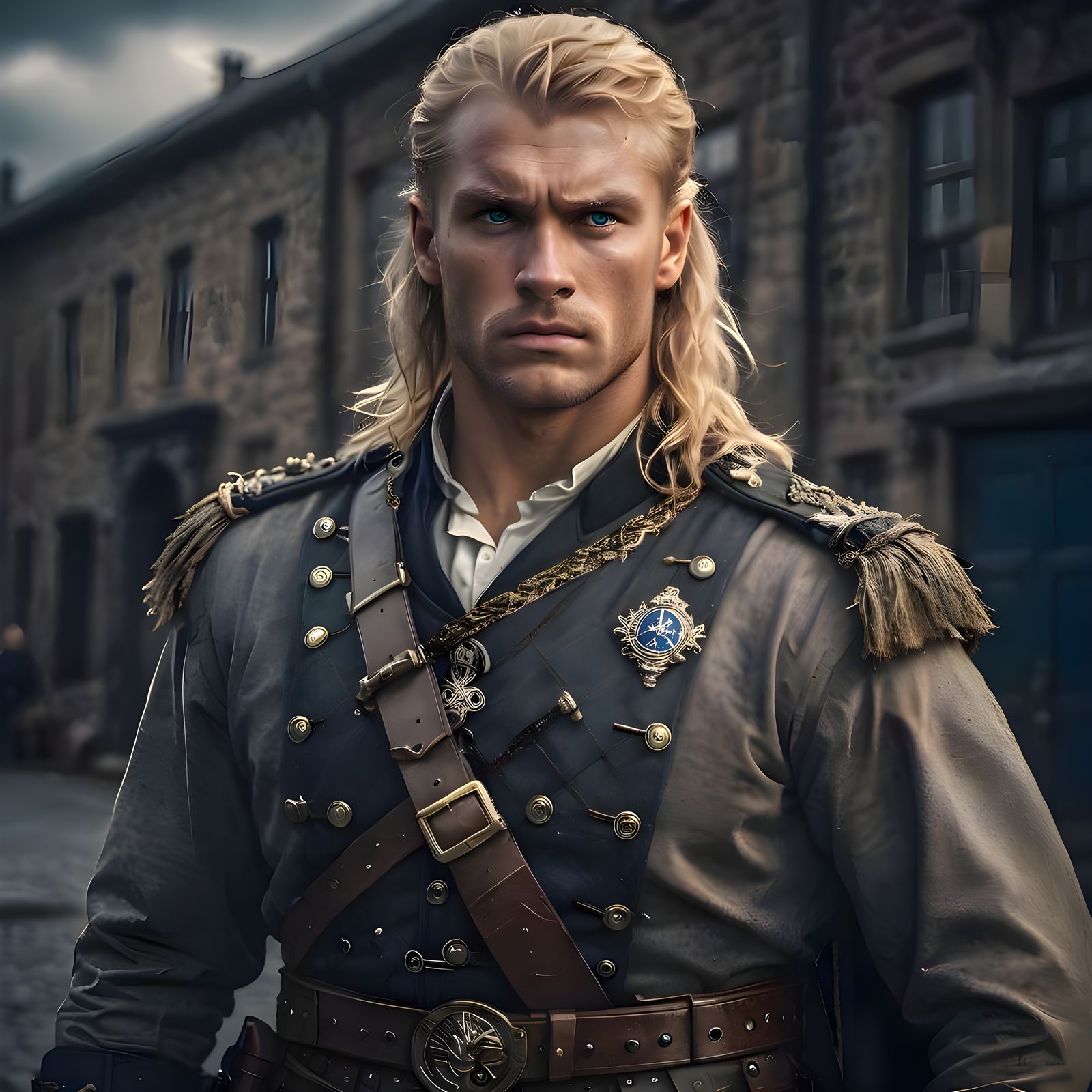 Intense Captain Tungsten in Hyperrealistic Portrait