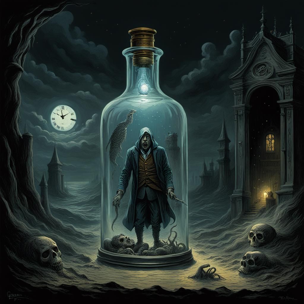 Time in a Bottle: Gothic Horror Illustration