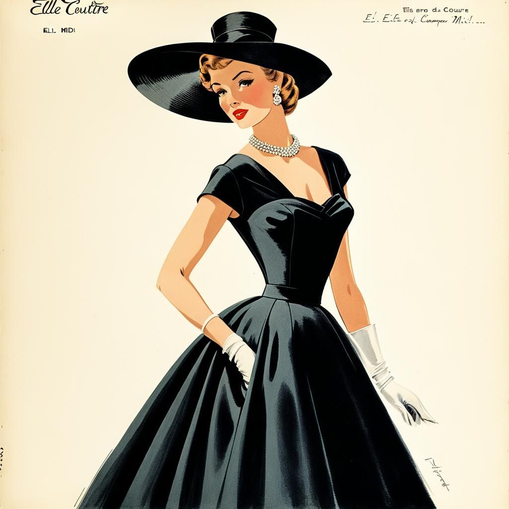 Robe d'après-midi haute couture. " Eloise ". 1957.