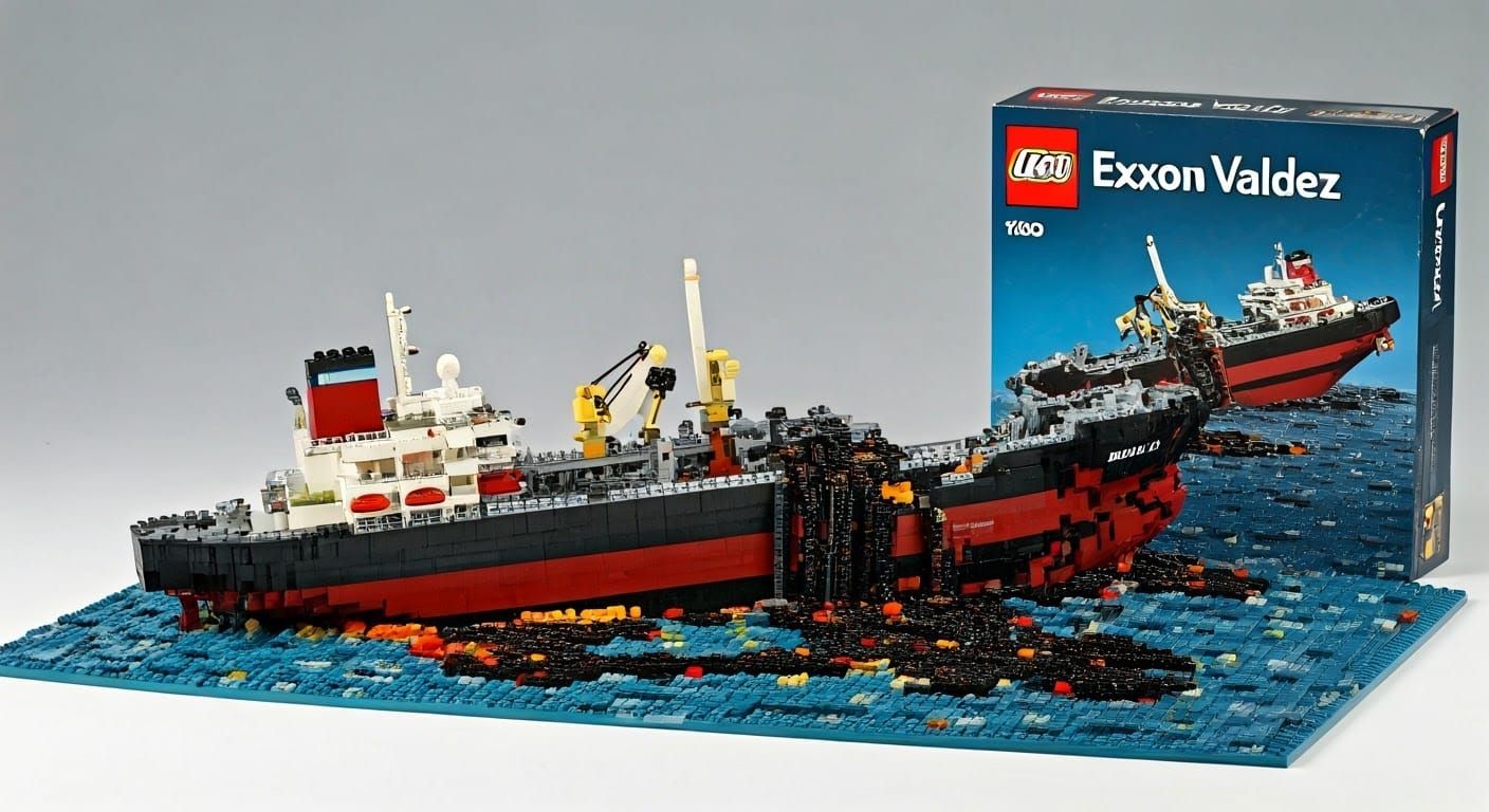 Exxon Valdez Lego Diorama: Hyperrealistic Studio Shot