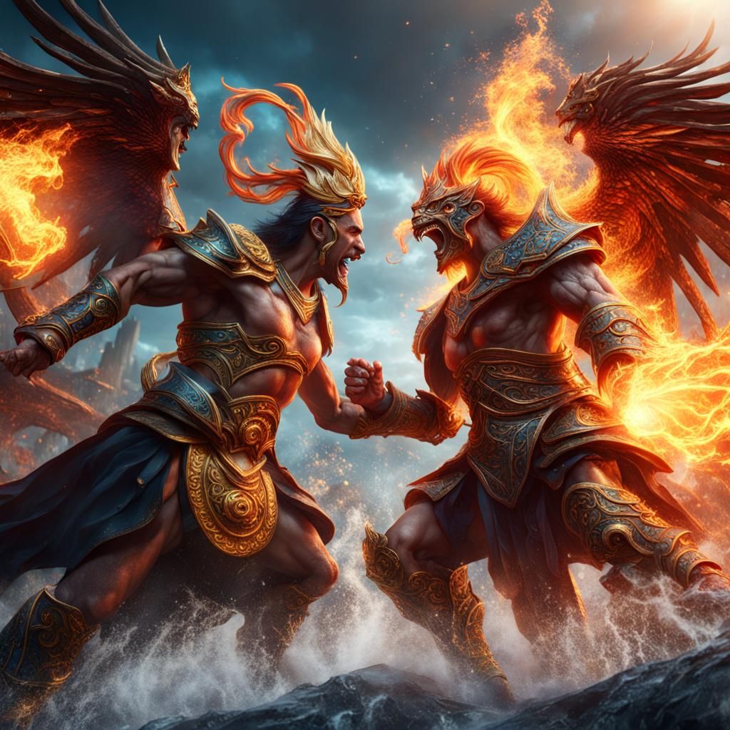 Fire and Water Gods Clash in Arena