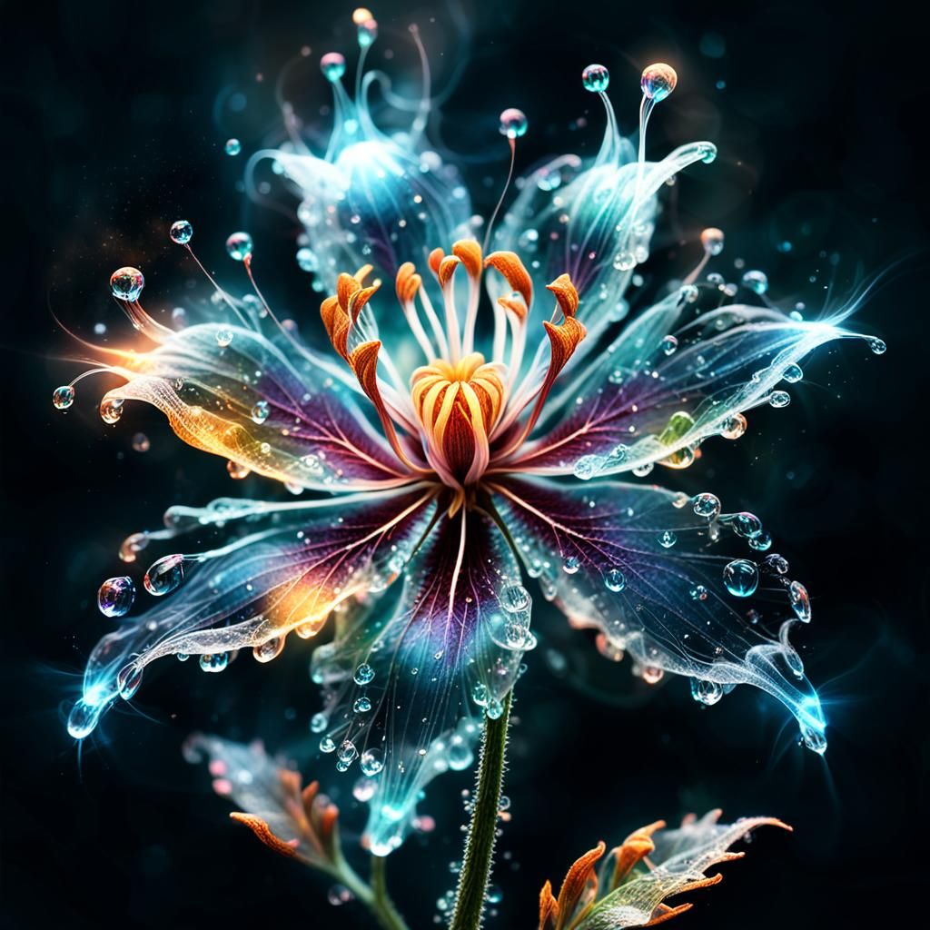 Surreal Glowing Flower Made of Ghostly Flames