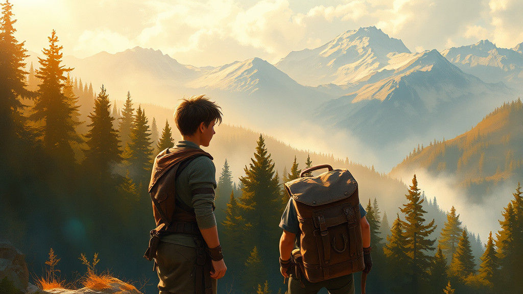 Adventurer at Misty Forest Edge in Romantic Style