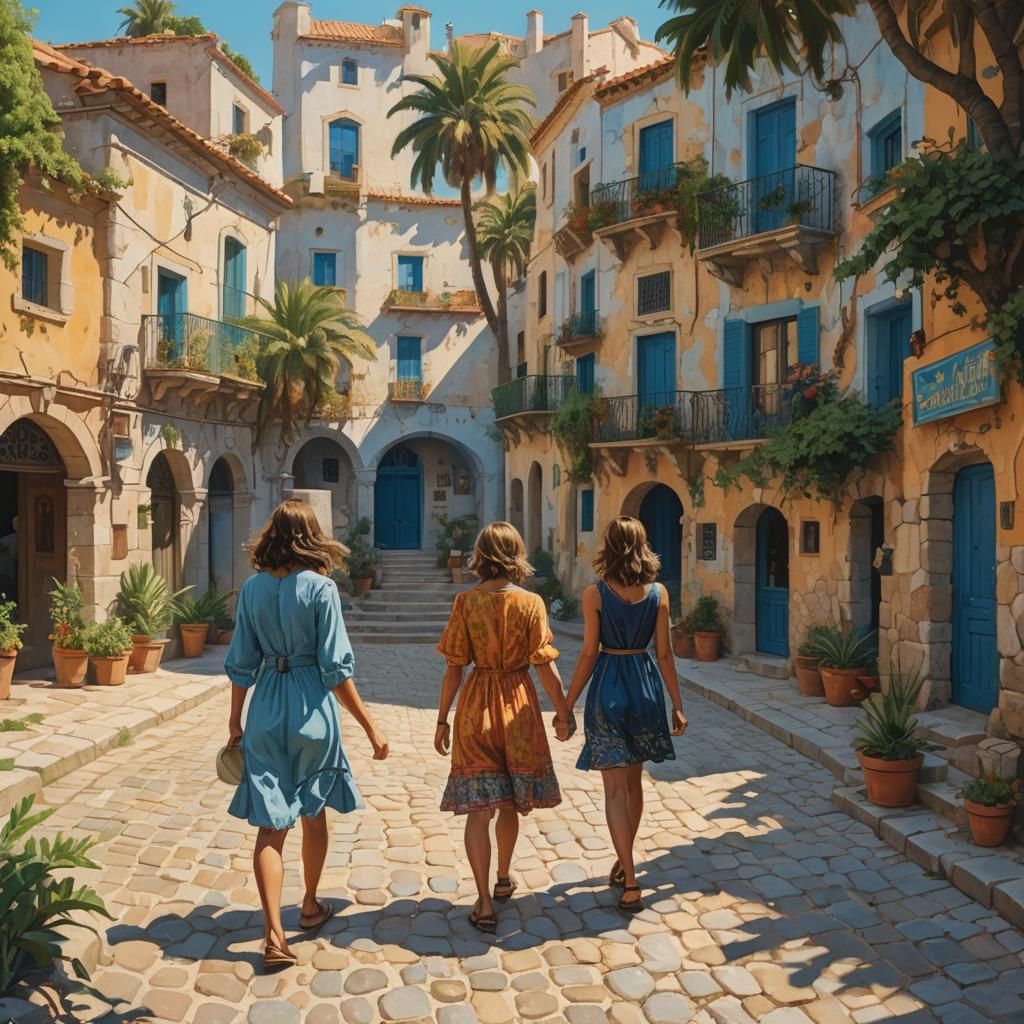 Spanish Coastal Scene in Fantasy Art Style