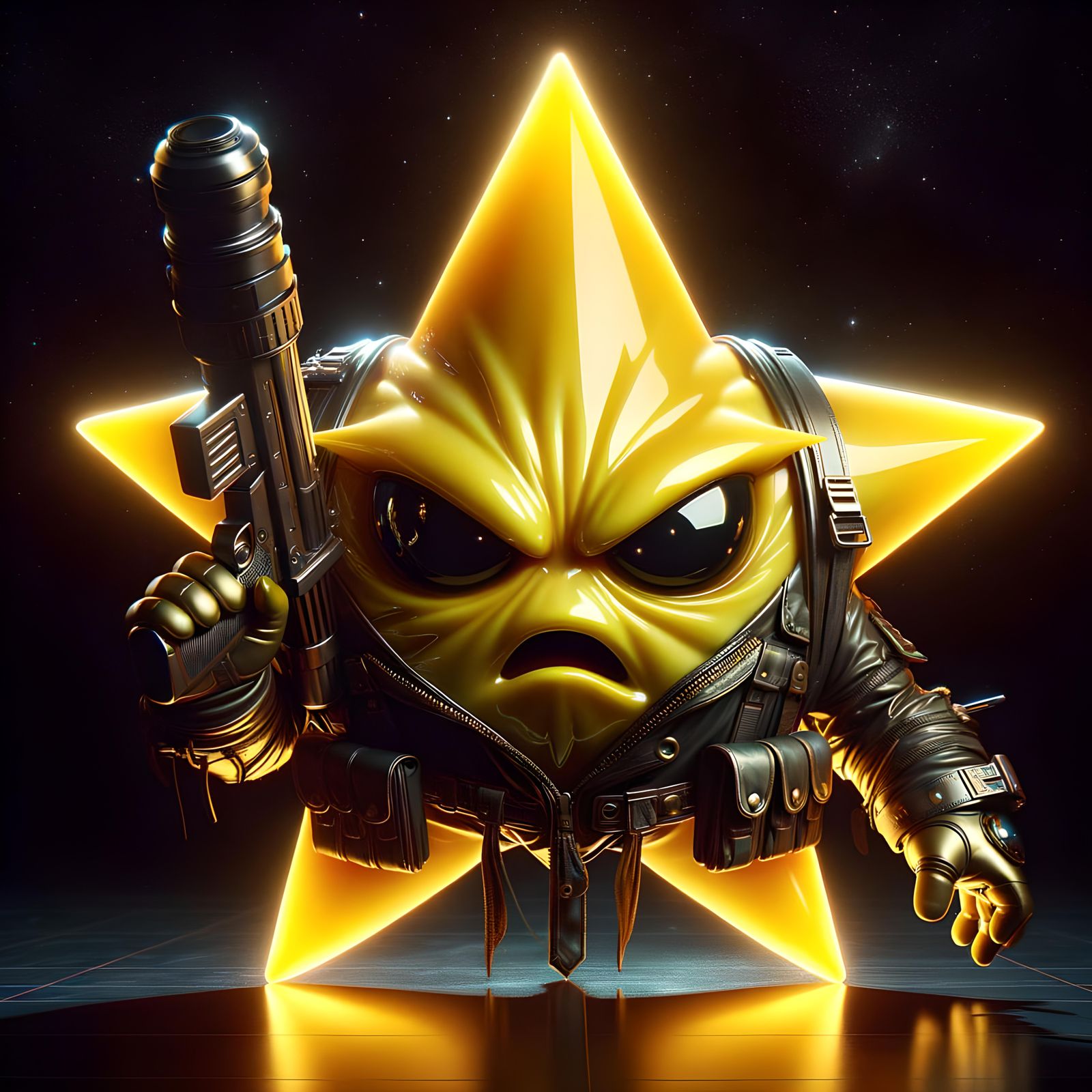 Futuristic Star Warrior with Laser Gun