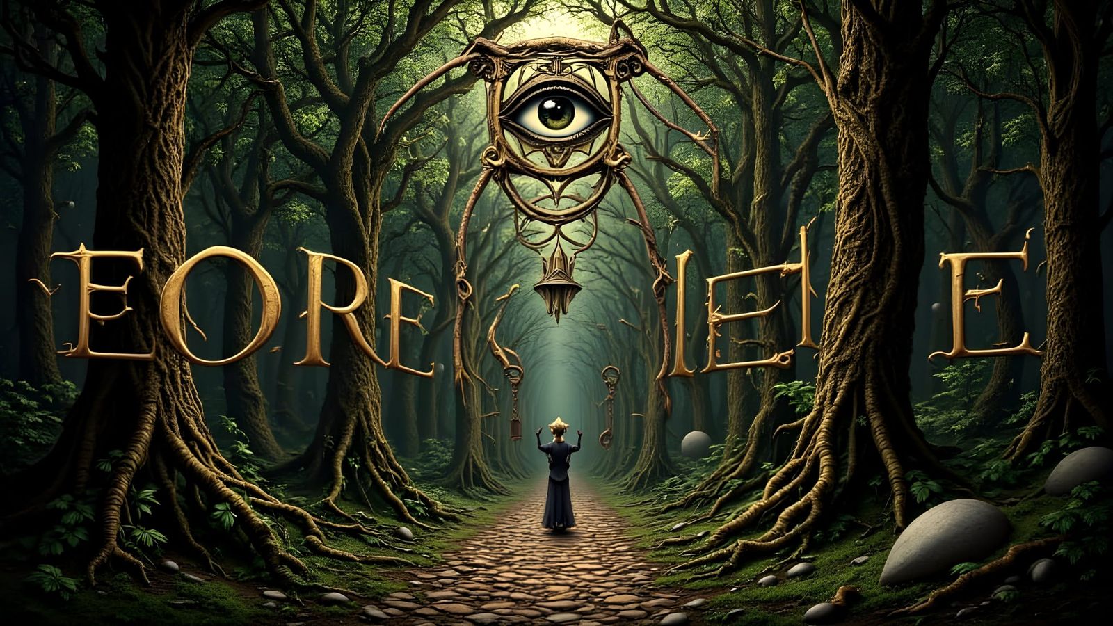 Surreal M.C. Escher Style 'The Forest Eye' Illustration