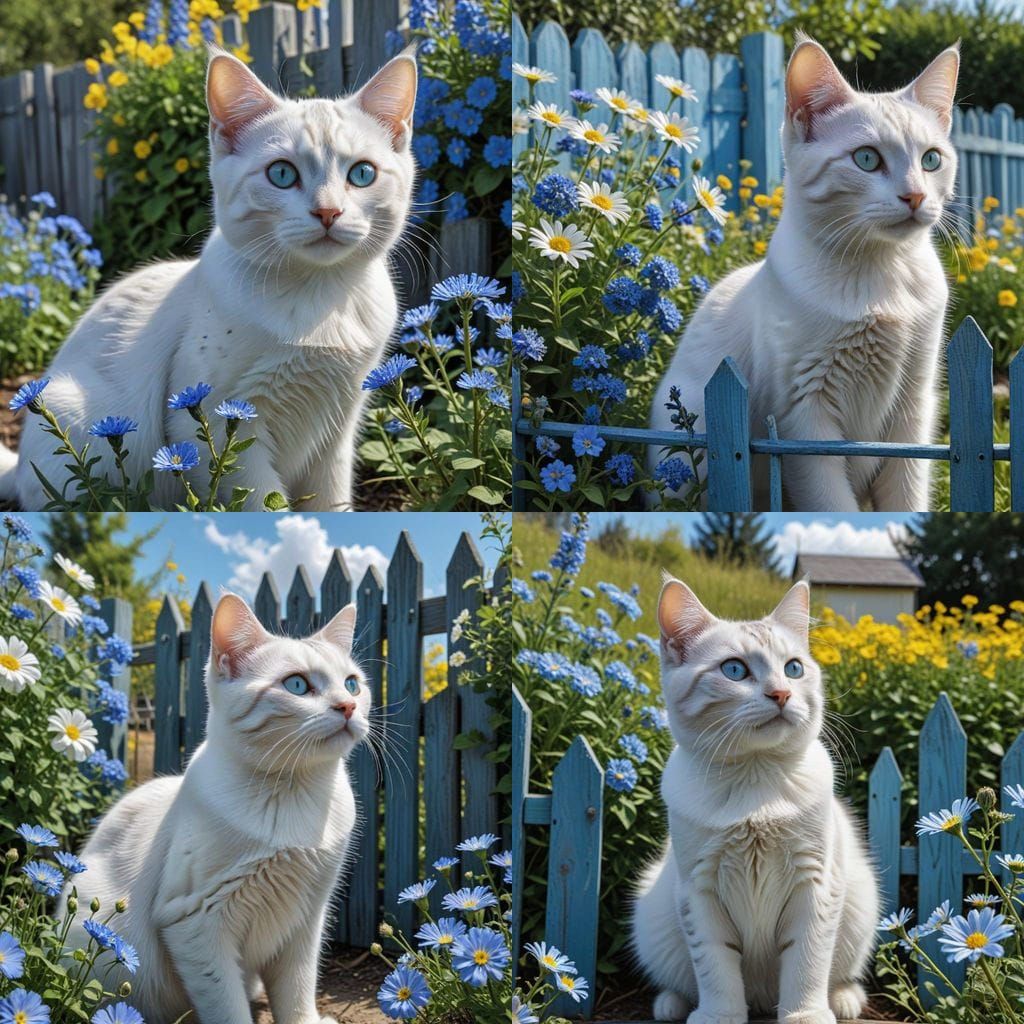 Loving Kitten and Mother Cat, in Van Gogh Style