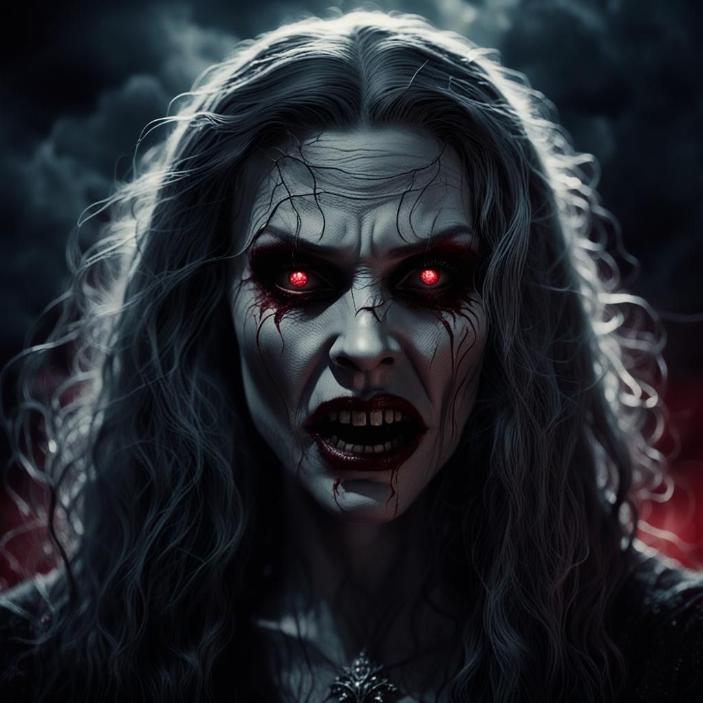 Witch Transforms to Vampire in Dark Fantasy Style