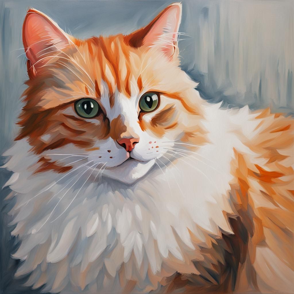 Cat Portrait in Simple Painting Style
