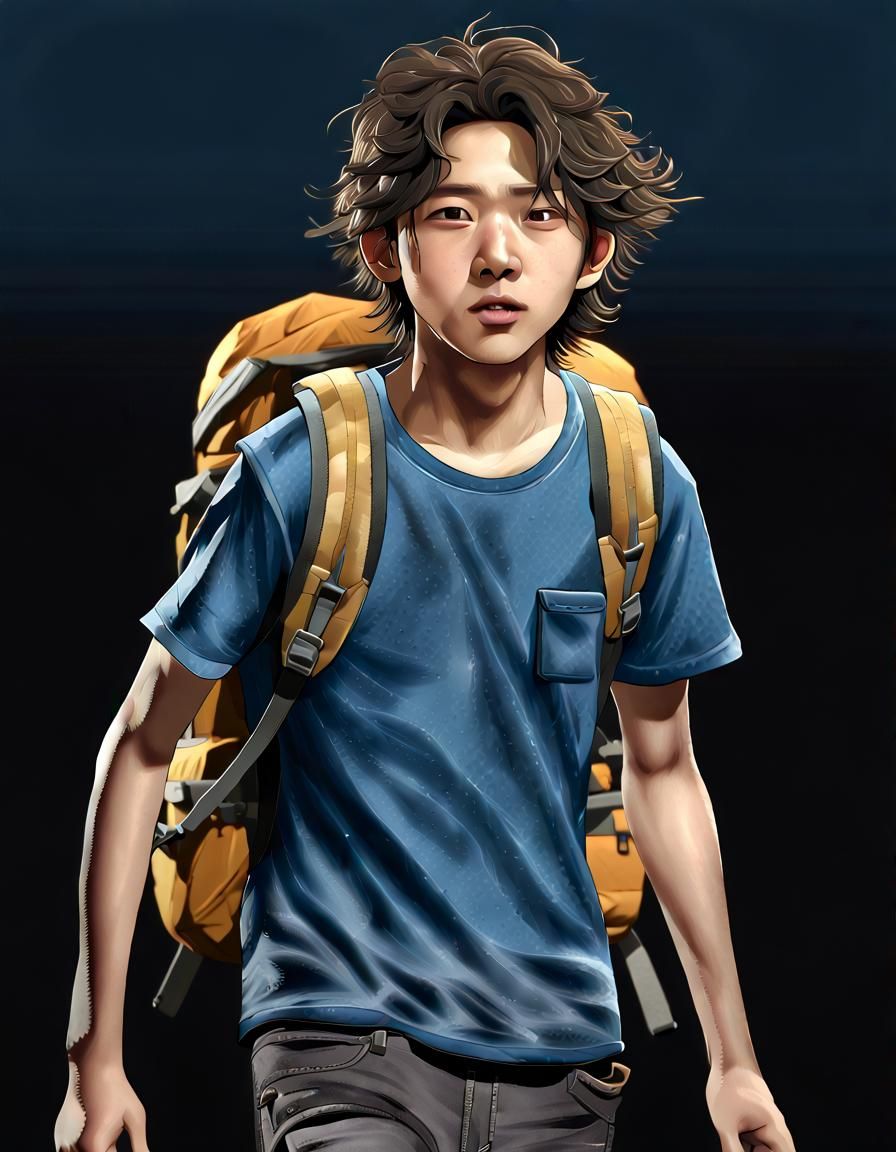Terrified Korean Boy Runs: Hyperdetailed Concept Art