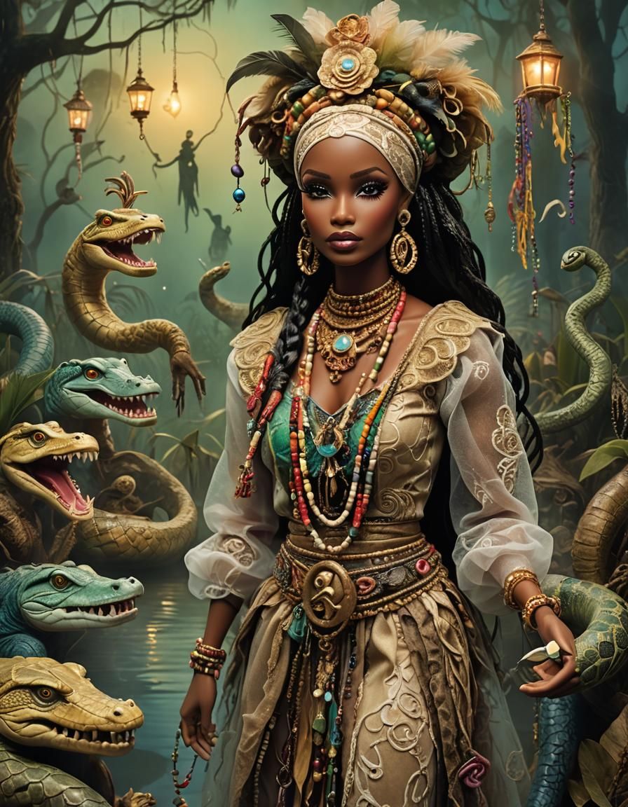 Creole Voodoo Priestess Barbie in Mystical Bayou