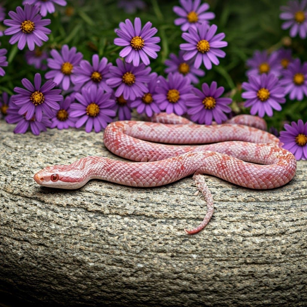 Pink Coachwhip Snake in a Desert Oasis