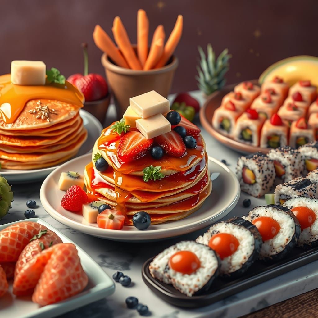 Vibrant Buffet in Detailed Digital Matte Painting