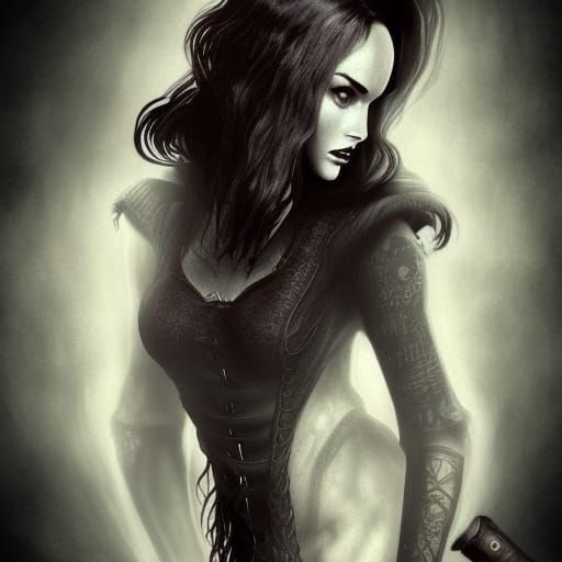 Gothic Dragon Queen Goddess in Dieselpunk Style