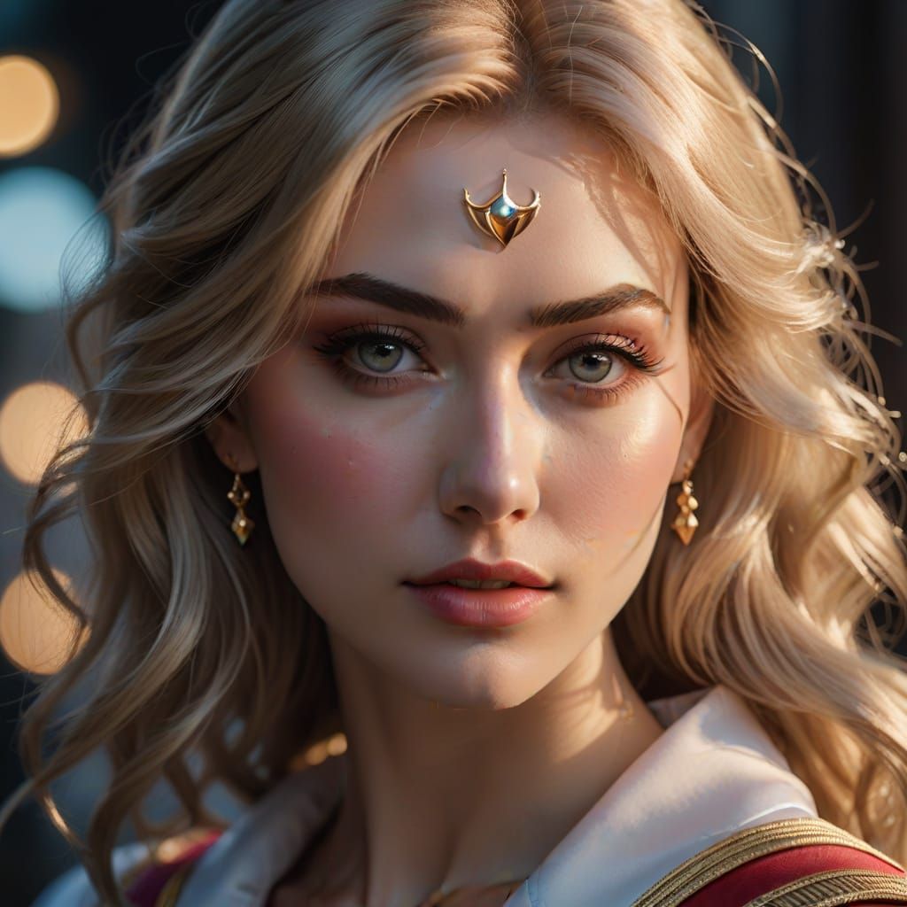 Serenely Captured Sailor Moon in Photorealistic Portrait