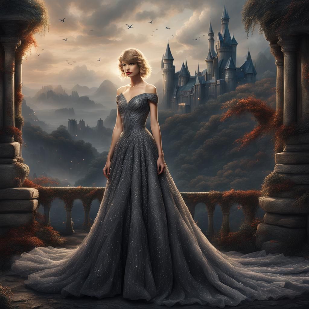 Taylor Swift Charcoal Drawing in Gown