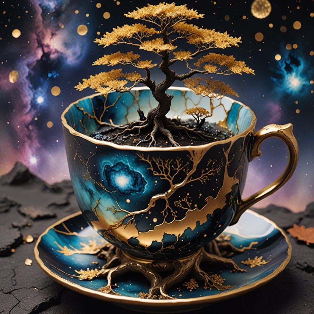 Cosmic Bonsai in Teacup: Galaxies and Stardust