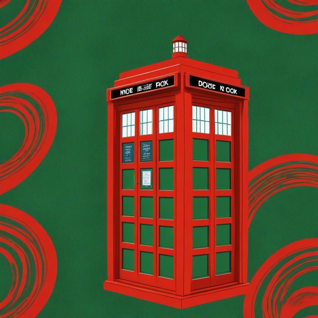 Green Doctor Who with Red TARDIS